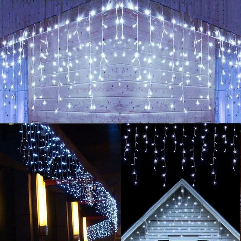 

5M Waterproof Outdoor Christmas Lights Droop 0.4-0.6m Led Curtain Icicle String Light Festoon Garden Mall Eaves Decorative Light