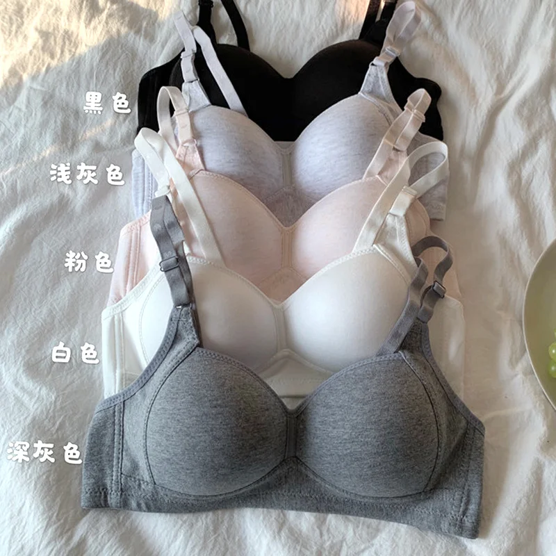 Женский бюстгальтер без стальных косточек однотонный тонкий с собранными