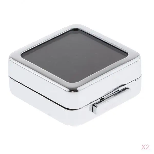

2pcs Loose Diamond Gemstone Storage Glass Lid Box Display Show Case Holder