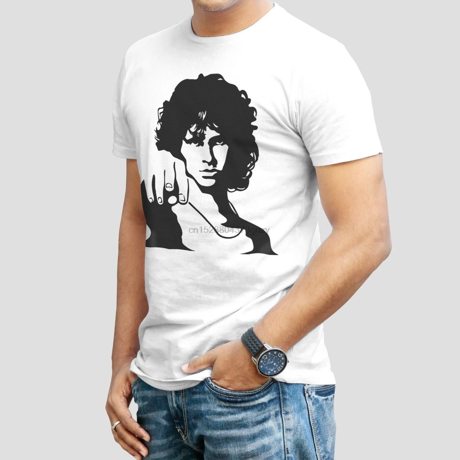 Jim Morrison 60' Винтаж Рок Мужская футболка мужская мода круглый воротник Топ