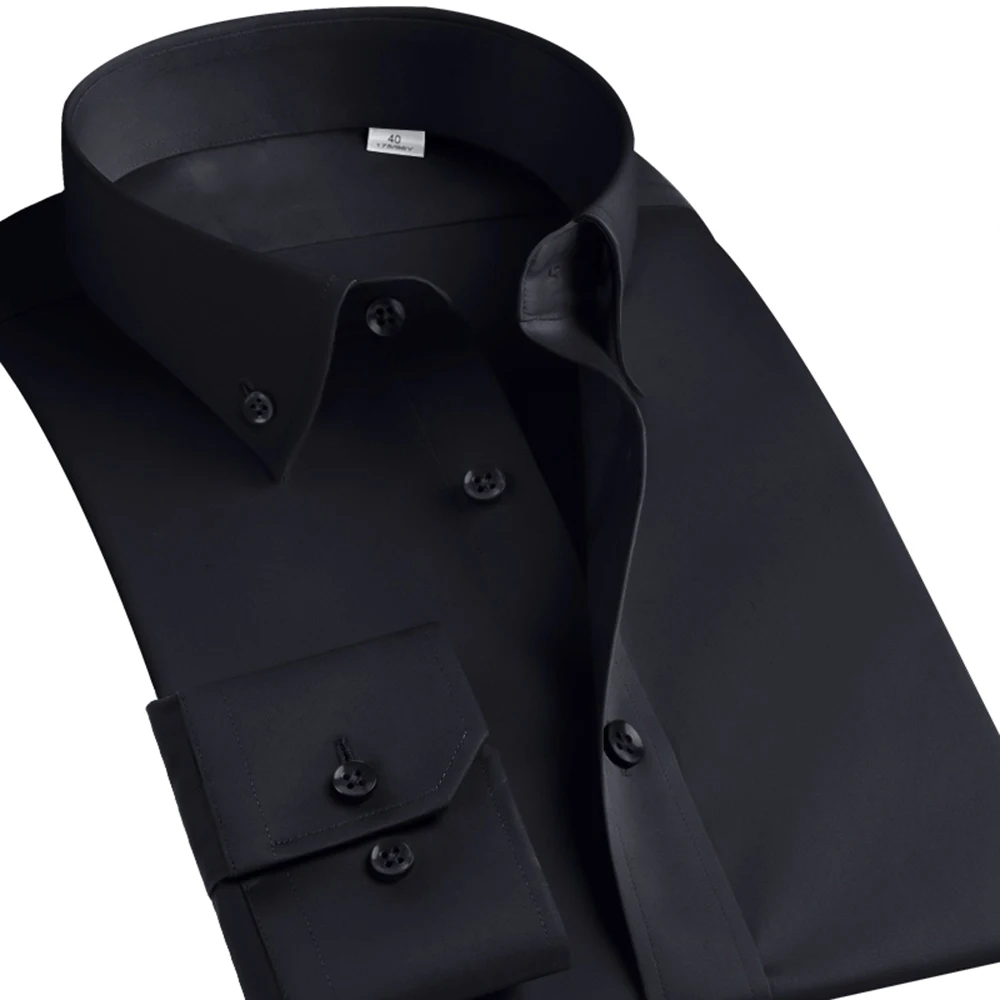 

Casual Men's Dress Shirt Long Sleeve Luxury Button Up Silk Cotton Shirt Slim Fit Hand Sewing Fashion No Ironing Western Design