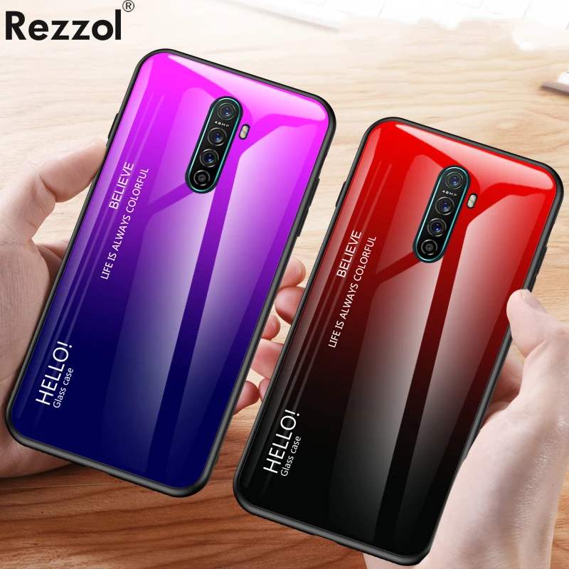 Для Realme X2 Pro Чехол из закаленного стекла с градиентом Мягкий силиконовый
