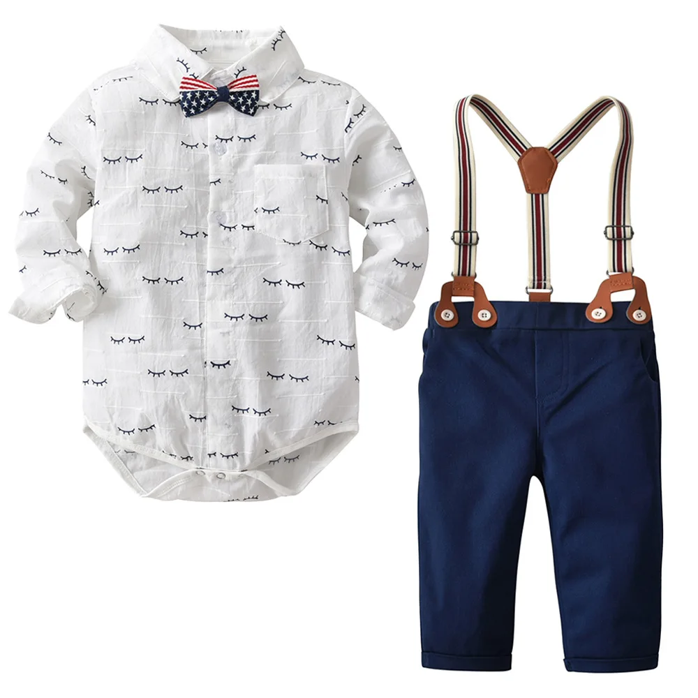 New Fashion Baby Boy Clothes Kids Gentleman Newborn T-shirt Pants Bebes Korean Thanksgiving Outfits Children Clothing |