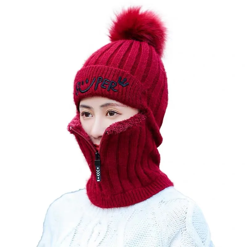 

Winter Knitted Beanie Hats Women Thick Warm Beanies Skullies Hat Female knit Letter Bonnet Beanie Caps Outdoor Riding Sets