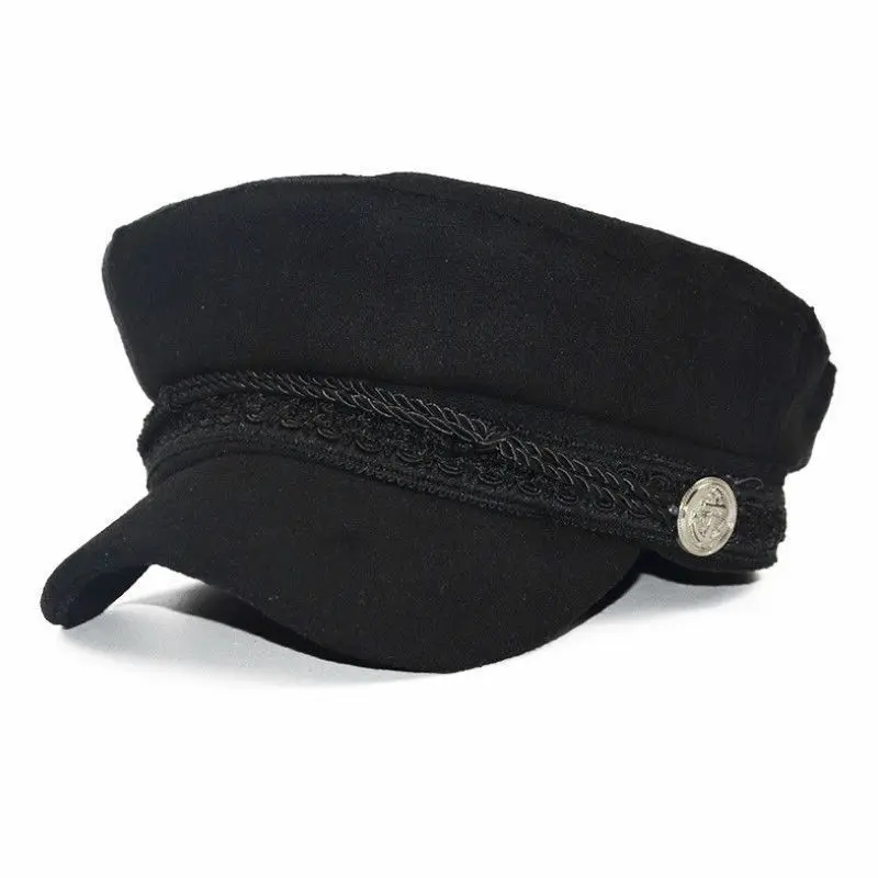 

Ladies Solid Classic Womens Girls Wool Blend Baker Boy Peaked Cap Newsboy Beret Hat Travel Button