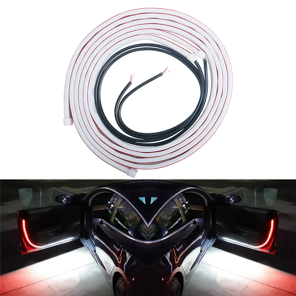 

Car Door Opening Warning LED Lights Welcome Decor Lamp Strips Anti Rear-end Collision Safety Universal Auto Accessories White