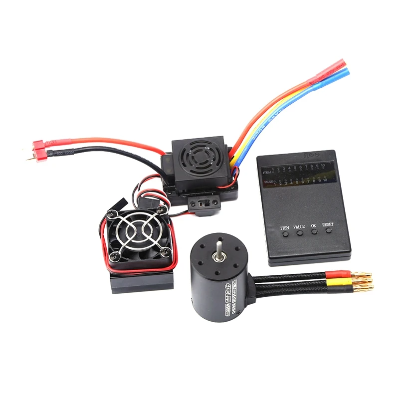 

3650 Waterproof Brushless Motor With 60A ESC Programmer Card Heat Sink Combo,For 1:8/1:10 HSP Wltoys RC Car /Boat