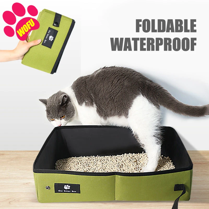 

WOFUWOFU Travel Cat Litter Box with Lid and Handle Standard Portable Collapsible Litter Carrier for Cat