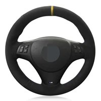 car steering wheel cover diy black genuine leather suede for bmw m sport m3 e90 e91 e92 e93 e87 e81 e82 e88 x1 e84