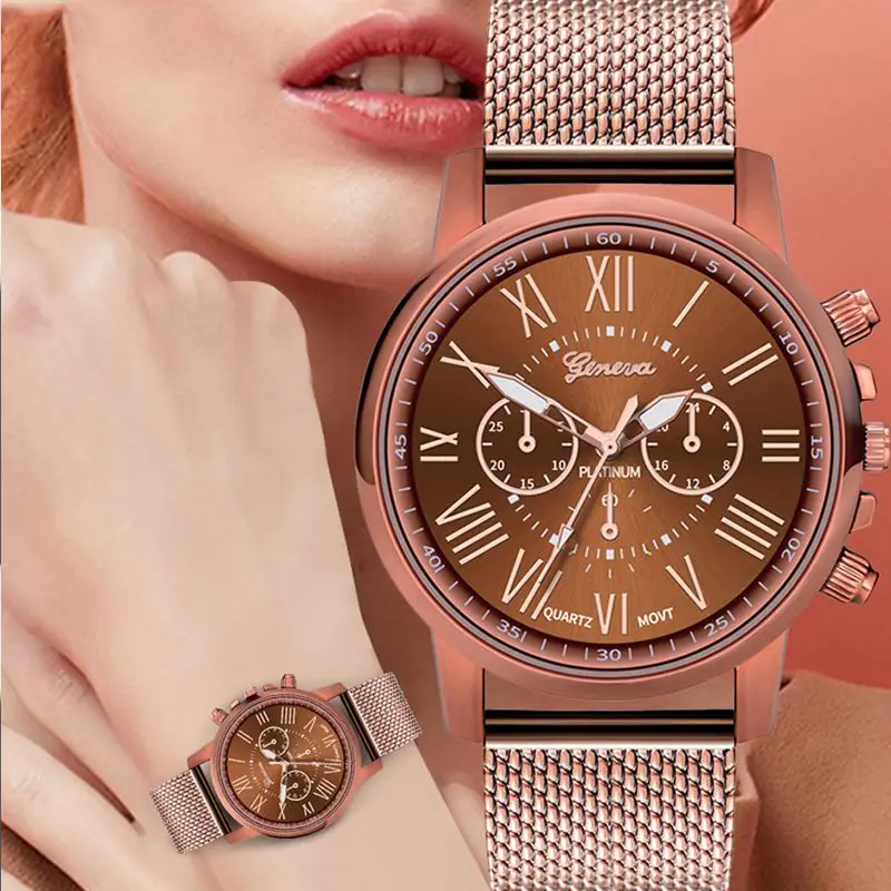 Роскошные женские деловые кварцевые часы с низким уровнем нажатия из