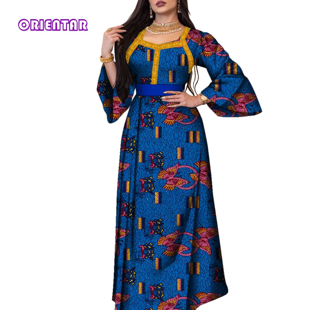 

2021 New African Dresses for Women 4xl 5xl Plus Size Bazin Riche Maxi Dress Femme Robe European Clothes Party Gowns WY9129