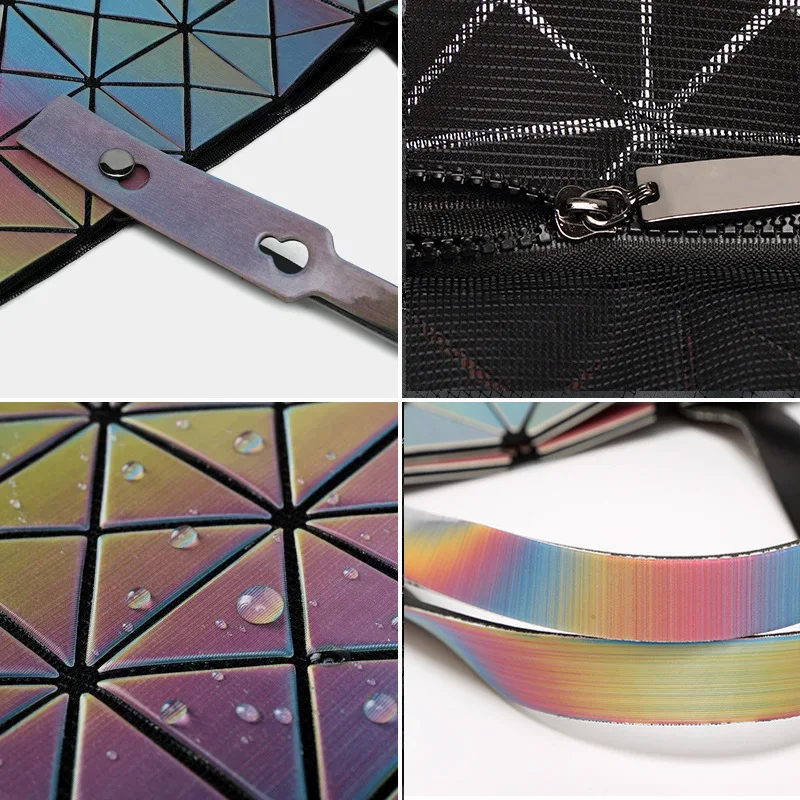 Светящаяся сумка женская Большая вместительная Геометрическая Сумка Радужная