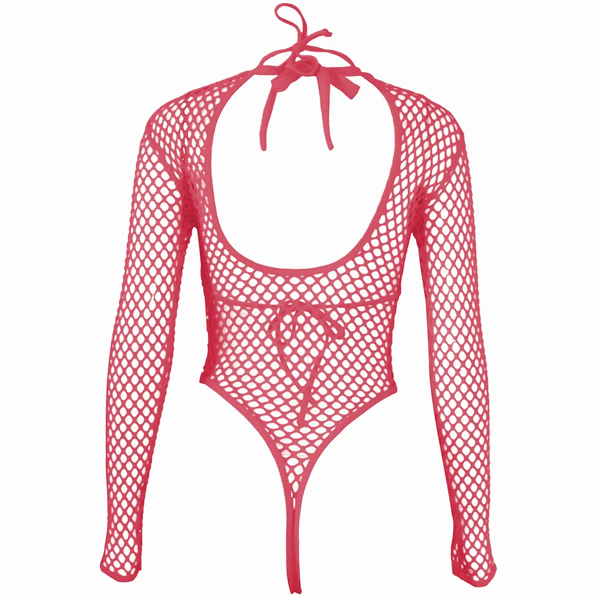 Neon Mesh One Piece Swimsuit Thong One Piece Swimwear Women Fishnet Tanga Swimsuit Sexy Bathing Suit High Neck Monokini