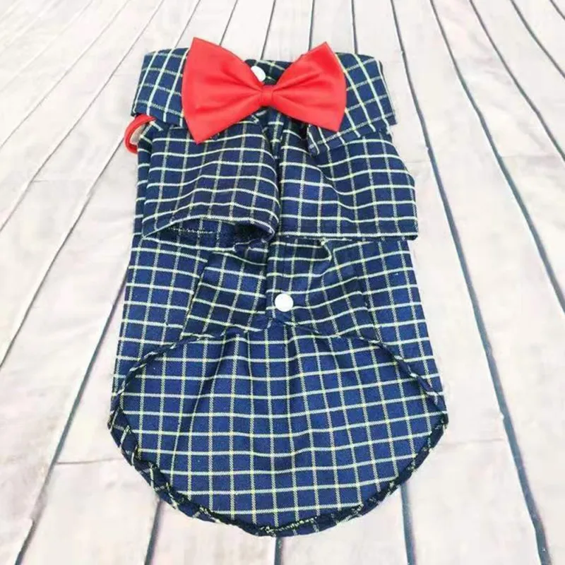 

Dog Clothes British style blue small plaid, outer silk and satin + middle quilted + lining velvet, suitable for small pet