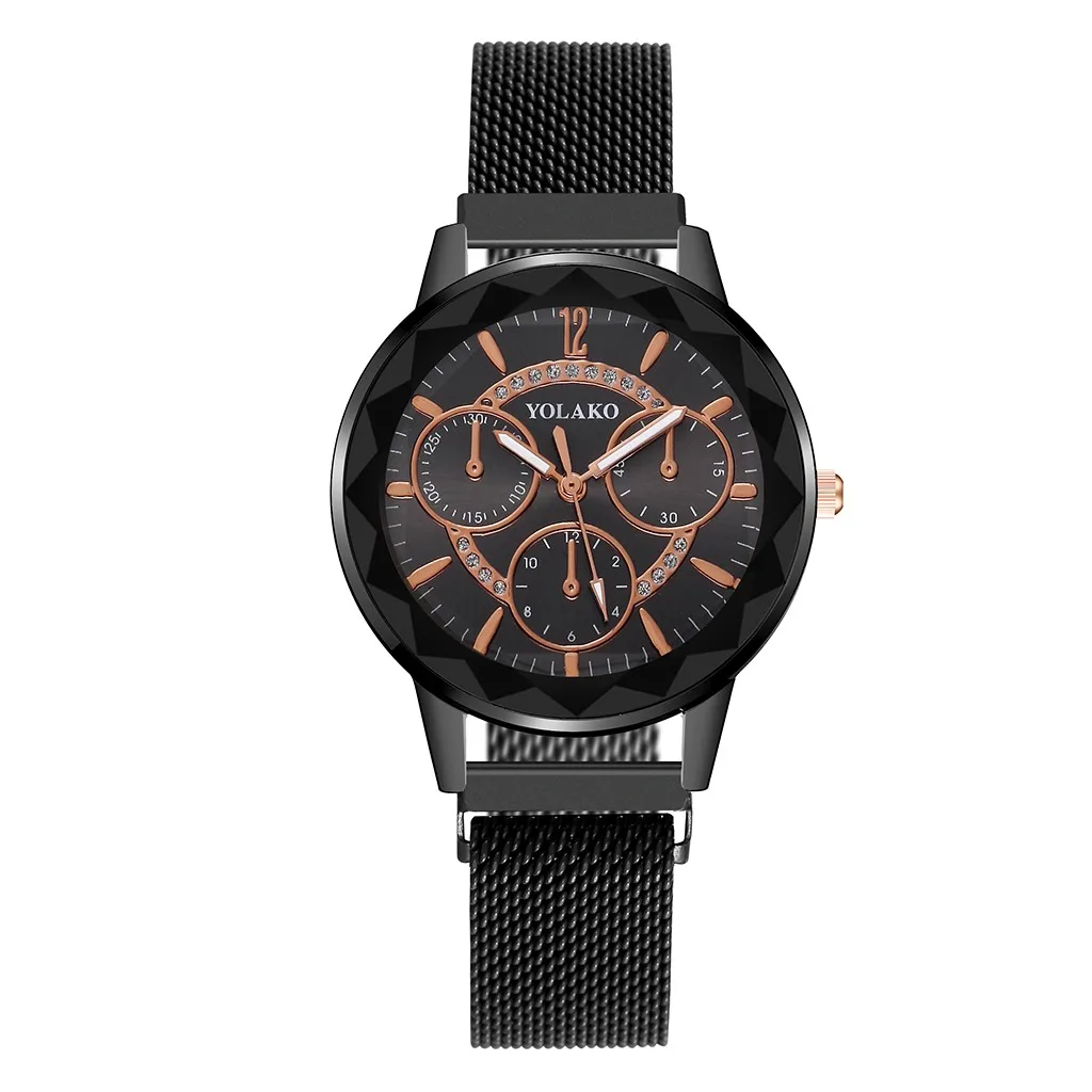 

Women Watches Fashion Elegant Magnet Buckle Ladies Wristwatch Sleek Minimalist Calendar Stainless Steel Mesh Belt Quartz Watch