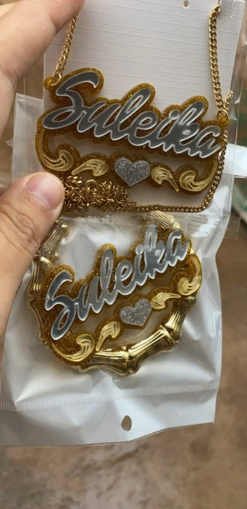 

Customized Name Earring Personality Acrylic Hoop Earrings Necklace Set 45cm 75mm Hiphop Bamboo Women Custom Name Earring Gift