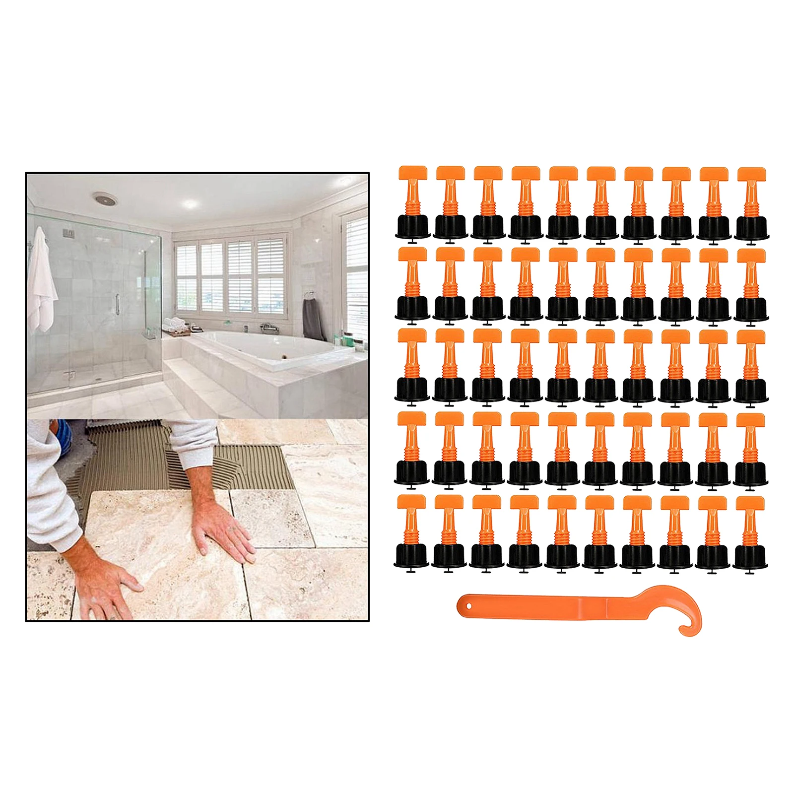 

50x Tile Leveling System Kit Reusable T Ceramic T-Lock Locator Spacer Tools