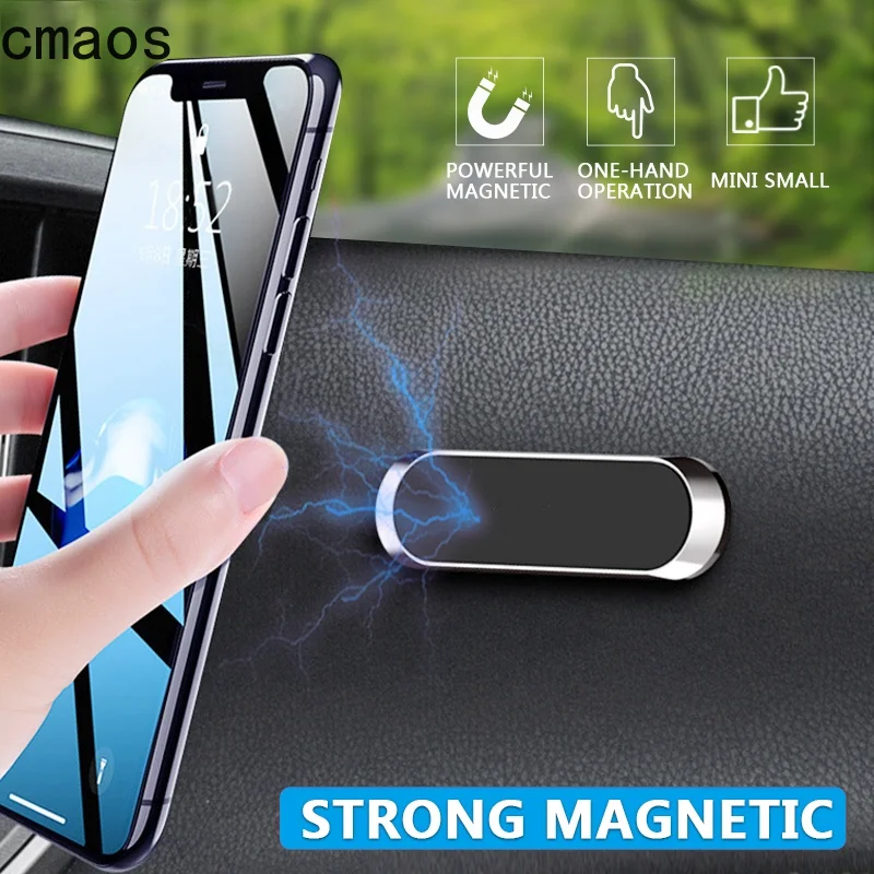 

CMAOS Magnetic Car Phone Holder Dashboard Mini Strip Shape Stand For iPhone Samsung Xiaomi Metal Magnet GPS Car Mount for Wall