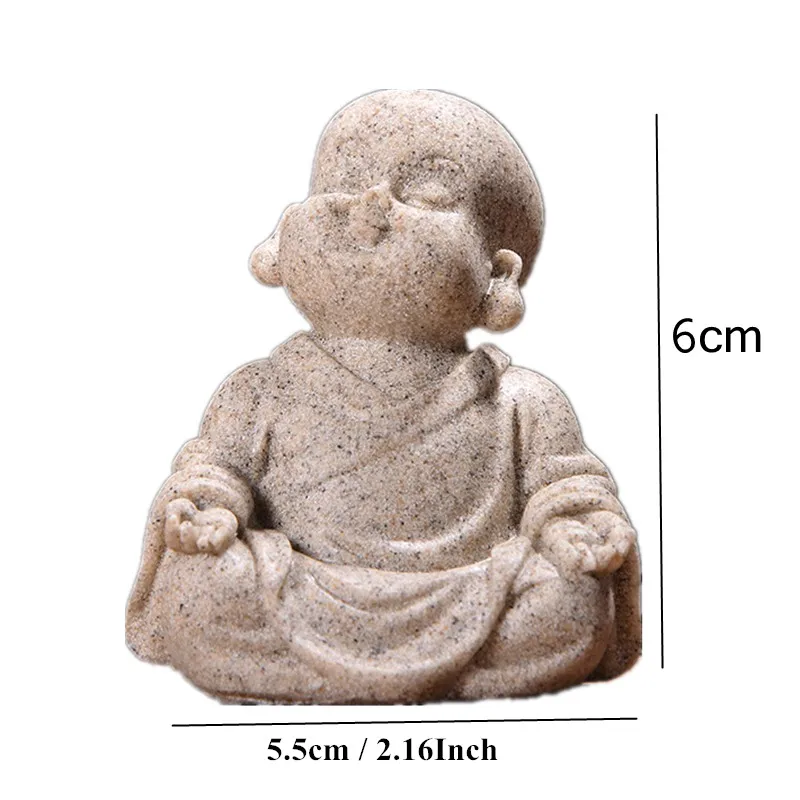 Sand Monk Sit VILEAD природный песчаник милый маленький статуэтки монахов белый Маленький Будда статуэтки ручной работы миниатюры для офиса домашний декор - Цвет: Sand Monk Sit