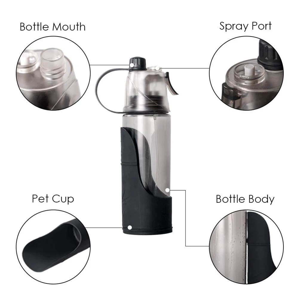 600 мл портативная наружная бутылка для воды человека собаки двойного назначения