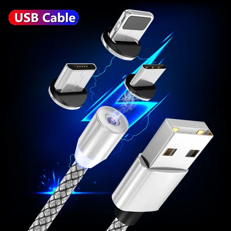 USB кабель для быстрой зарядки Iphone Micro передачи данных магнитный штекер Xiaomi Redmi Samsung