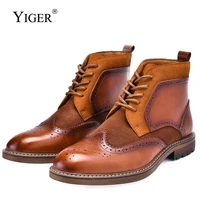 yiger mens chelsea boots man ankle brogue boots male casual boots mens martins boots classic polished british high top boots