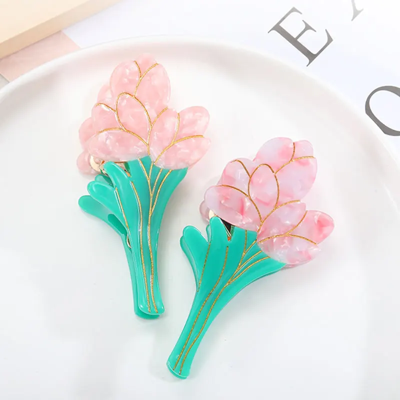 

Fashion Tulip Daisy Flower Acetate Hair Claws For Women Ponytail Clasp Barrettes Crabs Headwear Hair Accessories Girls Gifts