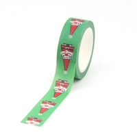 1pc 15mm10m christmas santa claus red santa cap green washi tapes for scrapbooking stickers adhesive masking tapes stationery