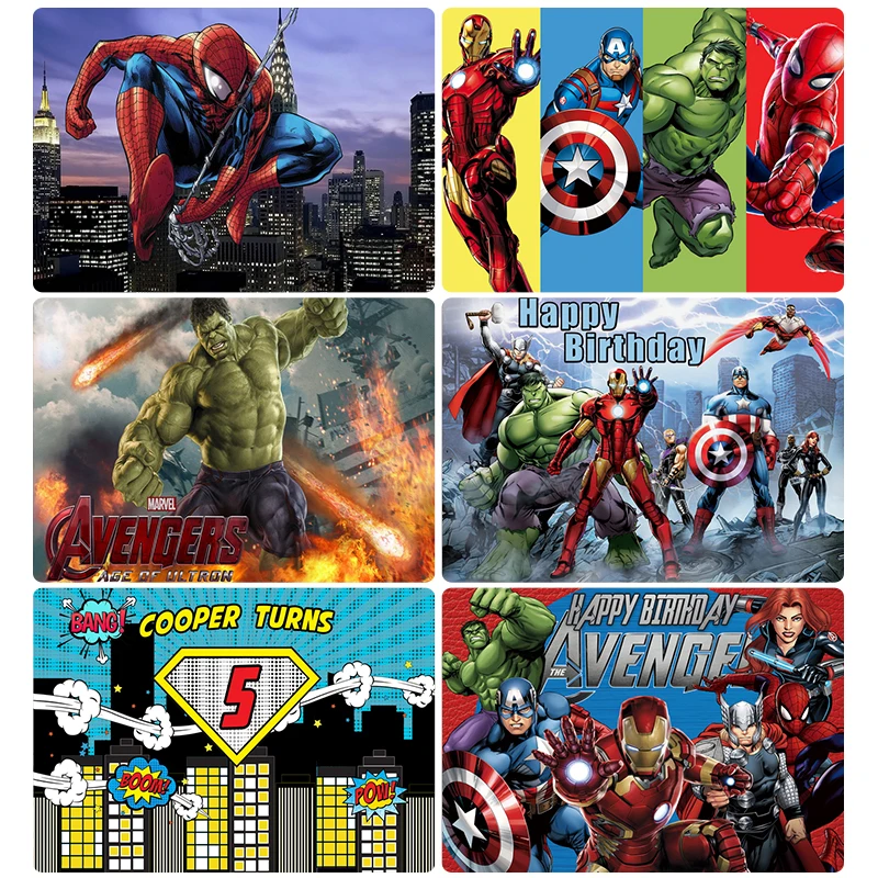 

Marvel Superhero Spiderman Banner Photography Vinyl Cloth Backgrounds Professional Indoor Birthday Theme Party Decoration