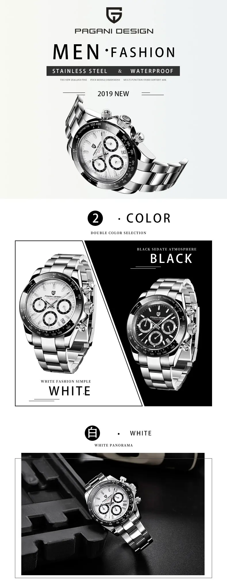 PAGANI Мужские кварцевые наручные часы мужские Seiko для бега часы хронограф водонепроницаемые часы мужские спортивные часы Relogio Masculino