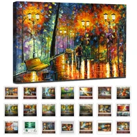 large handpainted lover rain street tree lamp knife landscape oil painting on canvas wall art for living room home decor picture