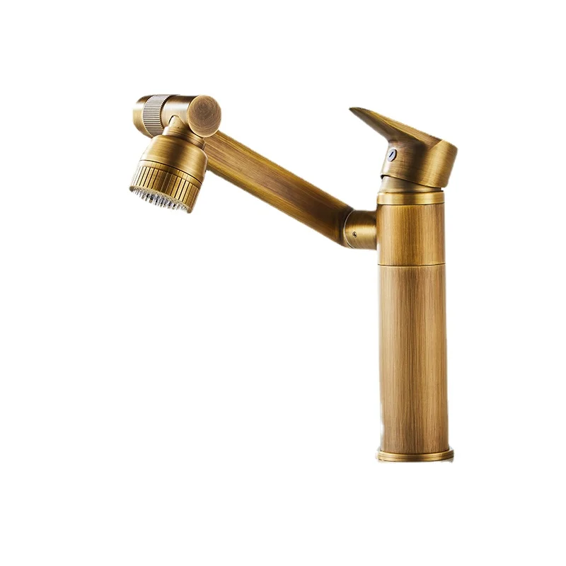 

Copper Antique Washbasin Faucet Hot and Cold Bathroom Vintage Bathroom Cabinet Art Table Basin Rotating Faucet