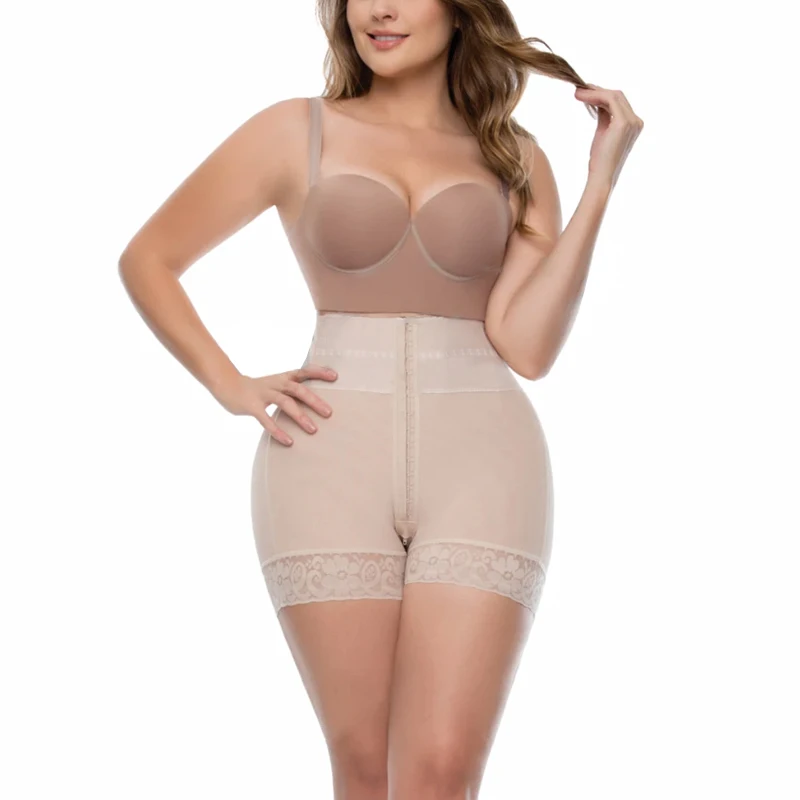 Shapewear High Waist Guitar Short BBL Front Closure for Compression Adjustment Butt Lifter Fajas Shapers