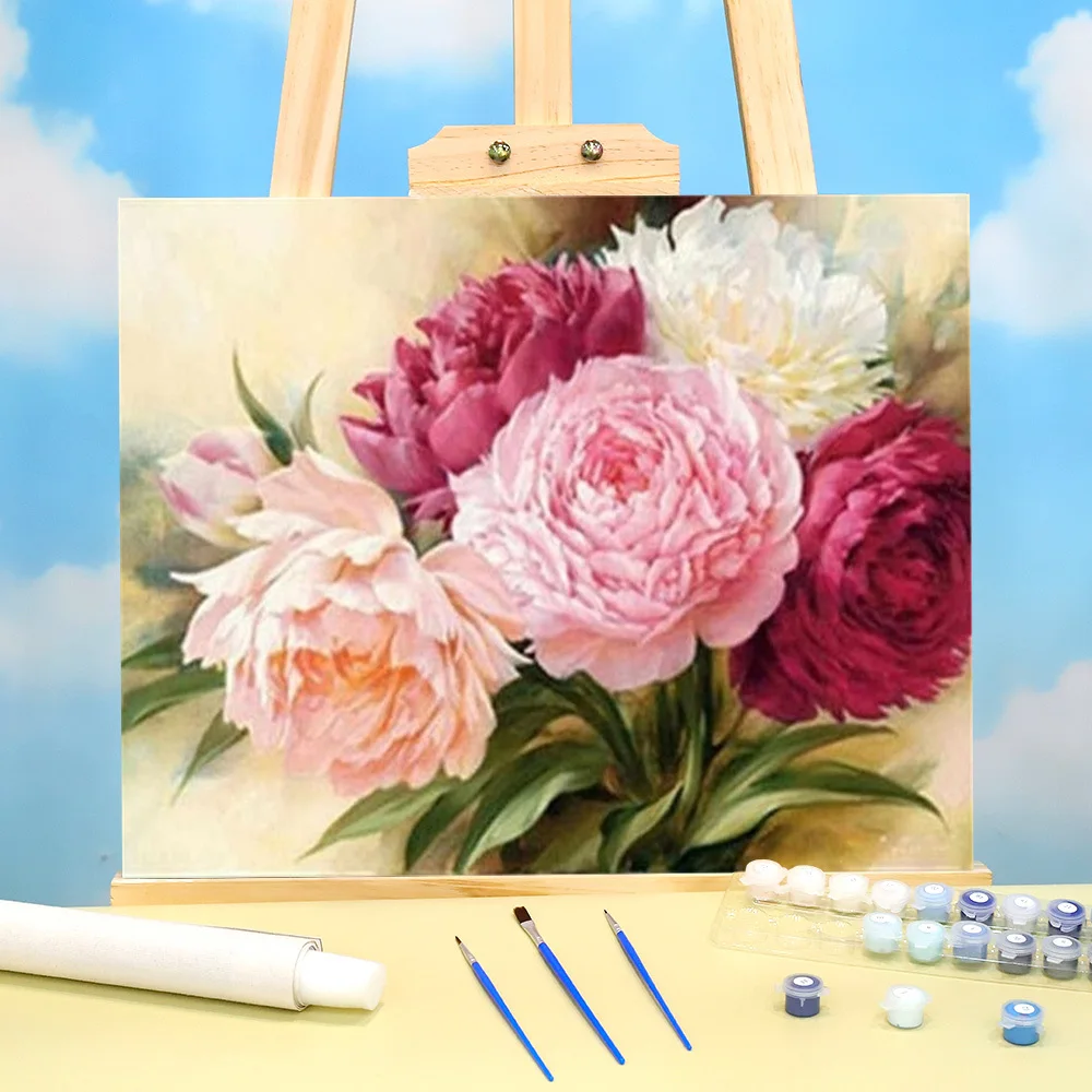 

Flower Rose Vase Painting By Numbers Package Oil Paints 40*50 Canvas Pictures Loft Wall Picture Adults Drawing