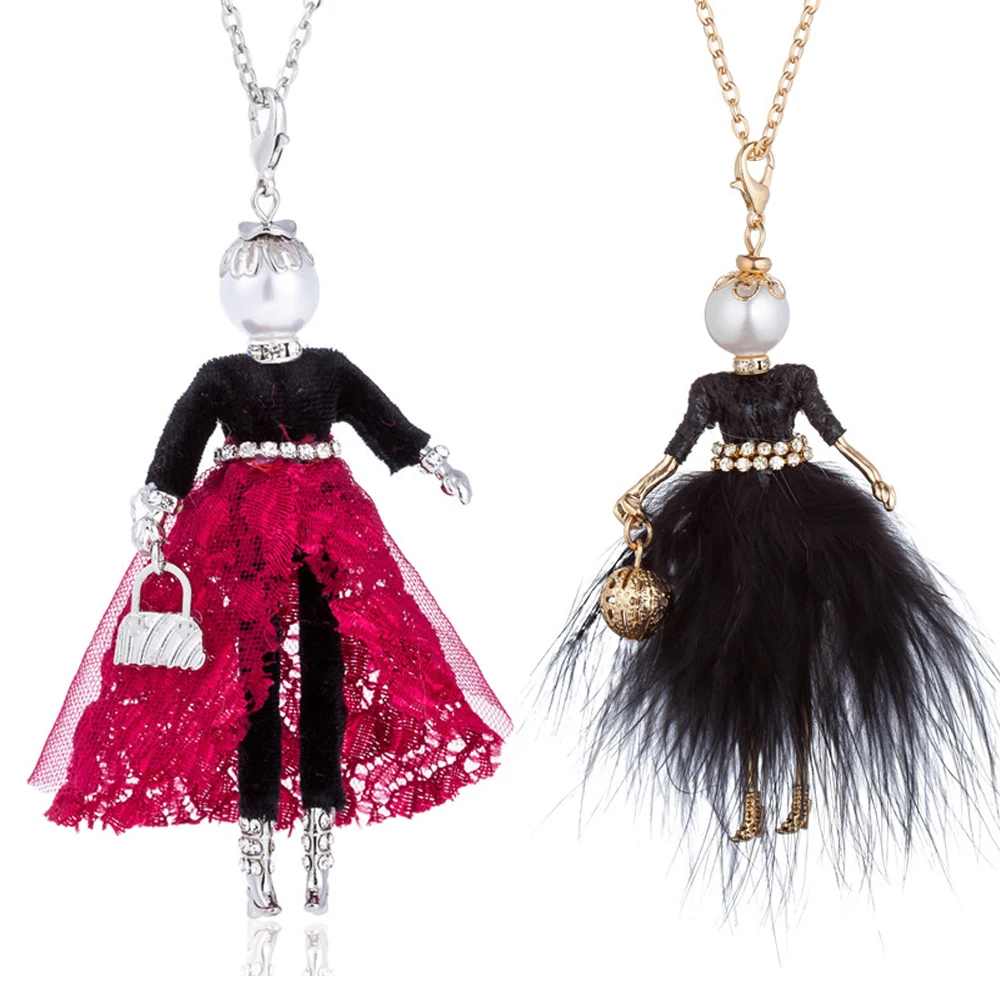 Новинка кукольное ожерелье HOCOLE ручной работы платье с перьями длинная цепочка