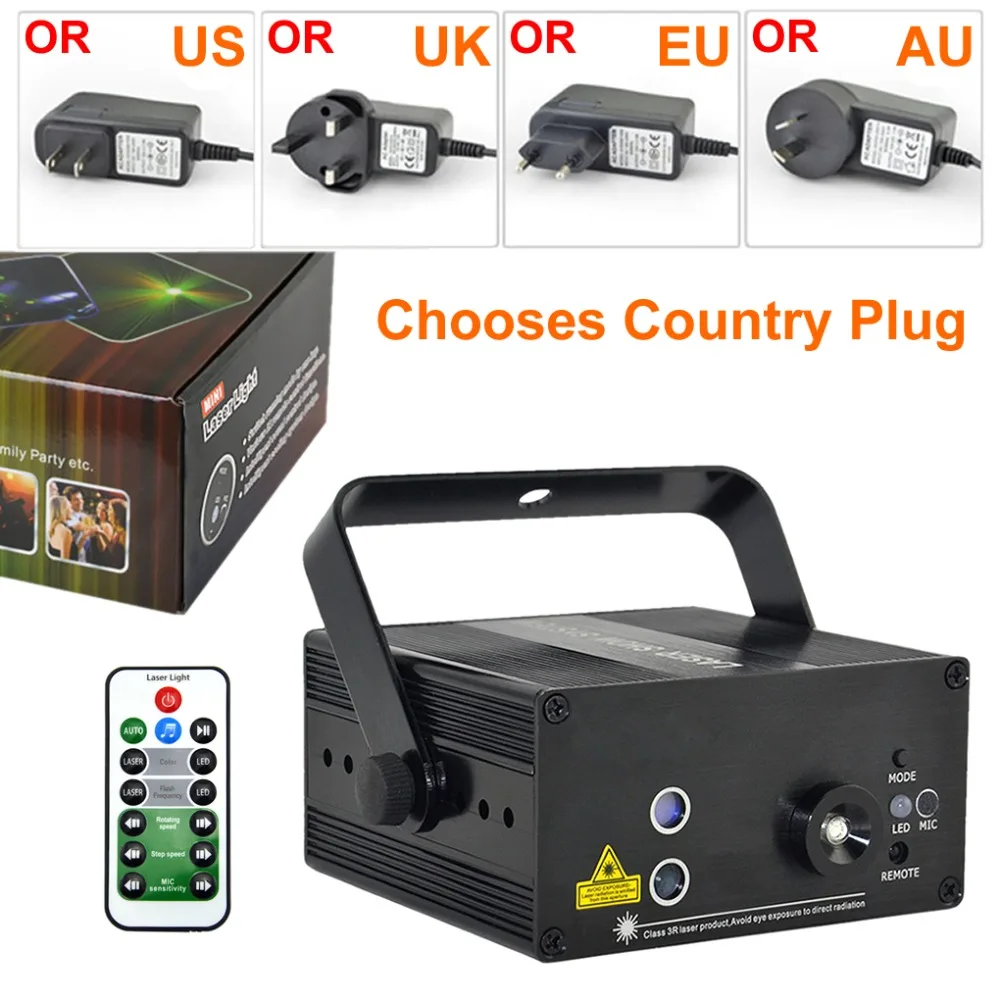 Лазерный мини проектор 12 красных и зеленых узоров сценическое освещение 3 Вт