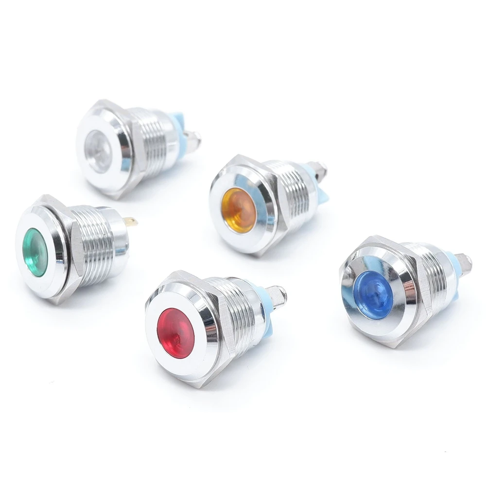 LED Metal Indicator lights 16mm round flat head Signal lamp screw connection 12V 24V 220v led indicator light piloto 12v |