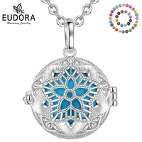 eudora 20 mm flower hollow cage pendant harmony pregnancy bola necklace fit baby chime ball diy women angel caller jewelry k377