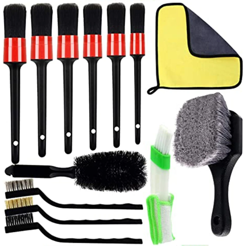 

Car Cleaning Brush Set 13 Detailing Brushes for Car Interior Exterior Safe Rim Brush Car Care Set