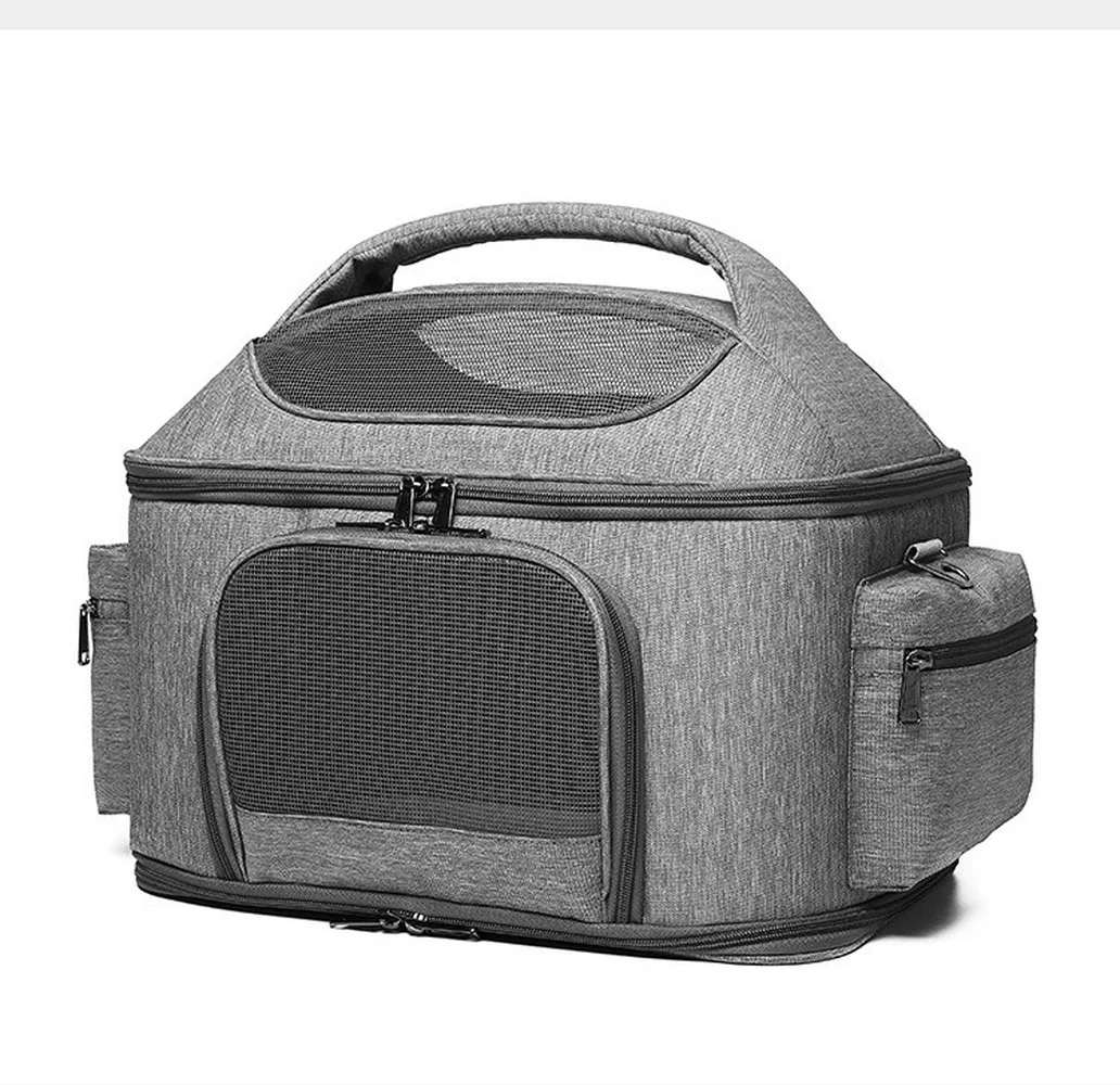 Bolso de hombro plegable para mascotas, bolsa para transportar perros y gatos, Color s&oacute;lido, 43x31x35cm, 7,5 kg-0