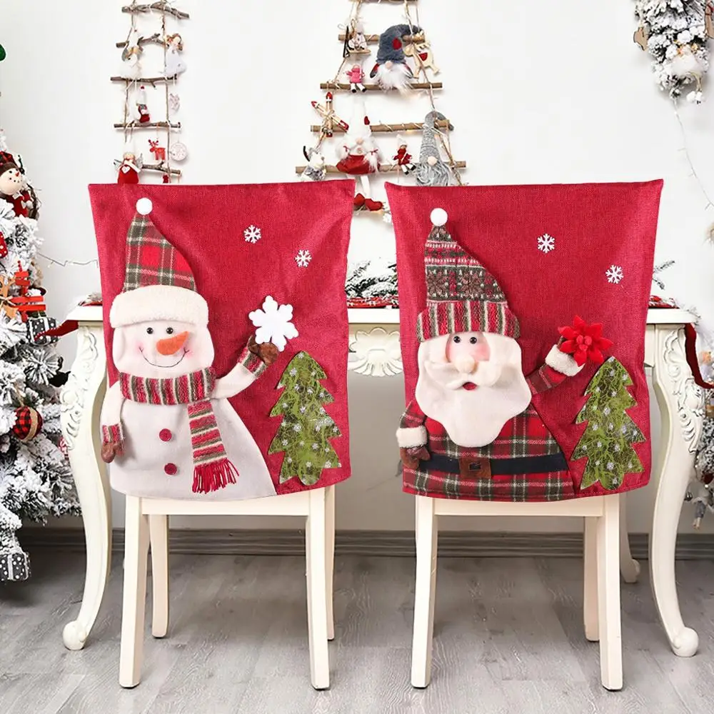 Рождественский чехол на стул QIFU Рождественское украшение для дома 2020