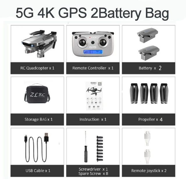 5G 4K GPS 2B BAG ZLRC SG907 RC gps Дрон с 5G WiFi 90 ° Электрическая регулировка 4K камера следуем за мной Квадрокоптер складной Квадрокоптер VS S167 E520S - Цвет: 5G 4K GPS 2B BAG