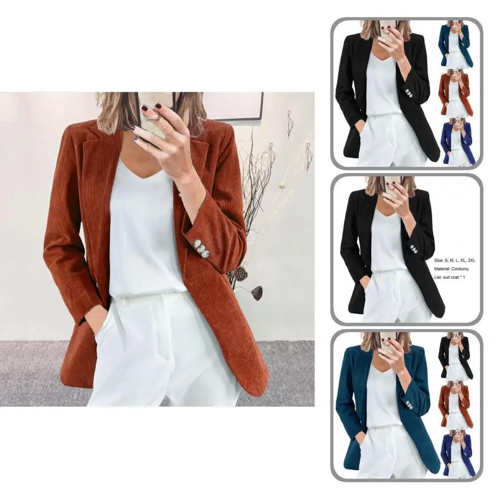 

Popular Blazer Buttons Decoration Women Pure Color Lapel Suits Coat Suits Coat Office Lady Blazer