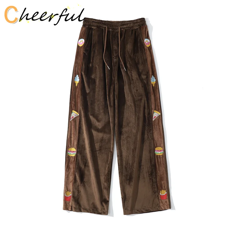 

Мужские повседневные свободные бархатные шаровары, уличная одежда в стиле хип-хоп, прямые широкие спортивные штаны на шнуровке, брюки унисе...