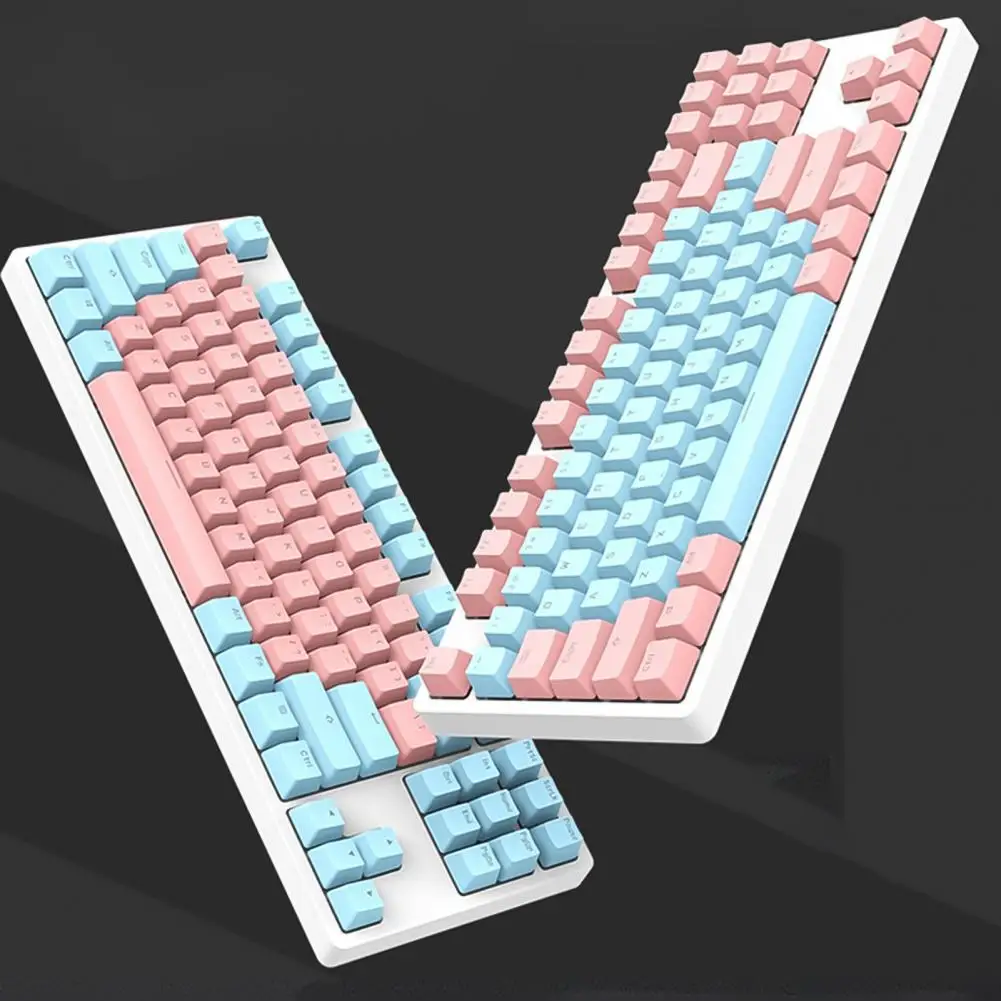87-клавишные колпачки для компьютерных клавиш контрастные цветные клавиатуры