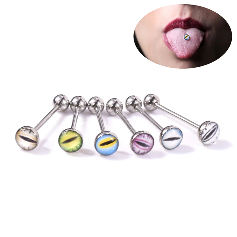 7/10 шт./лот панк женское сексуальное кольцо для языка с логотипом глаз