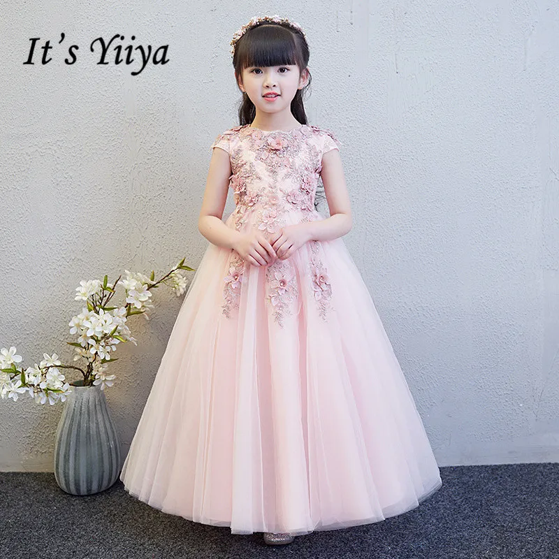 Свадебные Платья с цветочным узором для девочек Роскошное платье принцессы