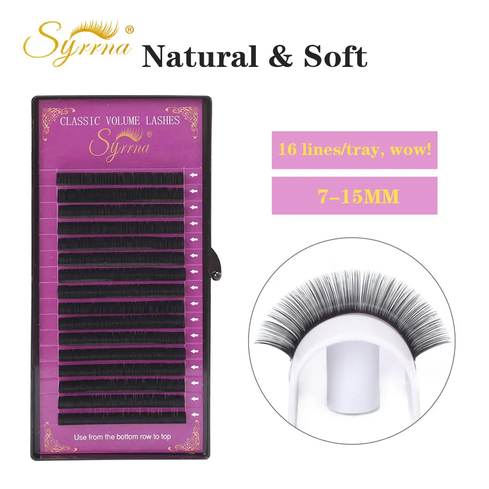 

Syrrna 16 Rows/tray Individual Eyelashes Natural Soft Eyelash Extensions Matte False Faux Mink Eyelahes Makeup Maquiagem Cilios