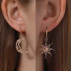 Moon Серьги с дизайном солнце абстрактный асимметрия Висячие серьги для женщин золотистый и черный серьги ювелирные изделия, серьги с перфорацией в виде звезд серьги в форме Луны Kolczyki