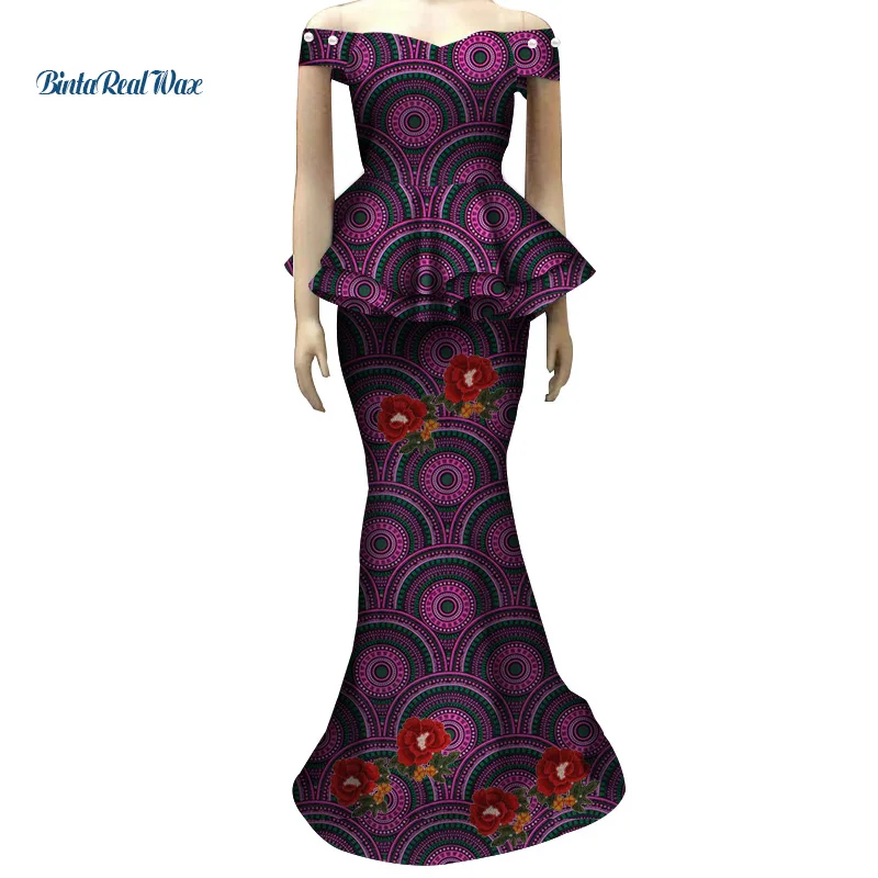 Женский комплект из топа и юбки в африканском стиле с цветочной аппликацией